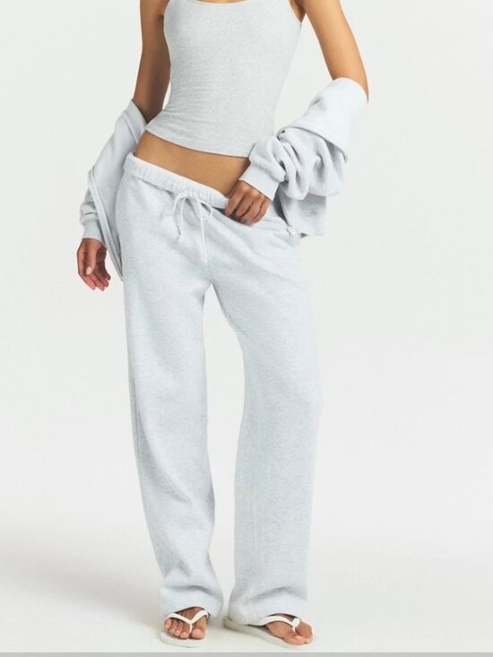 SKIMS Pants - Skims Cotton Fleece Classic Straight Leg Pant Light heather grey